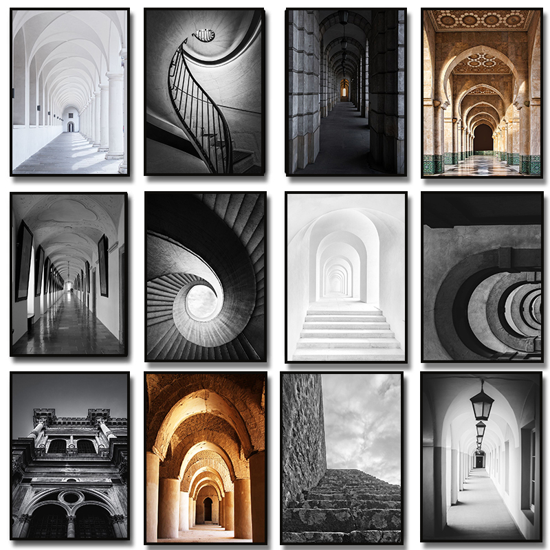 현대 추상 흑백 미적 공간 건축 디자인 아트 포스터 캔 - Photography Design 리뷰 및 가격