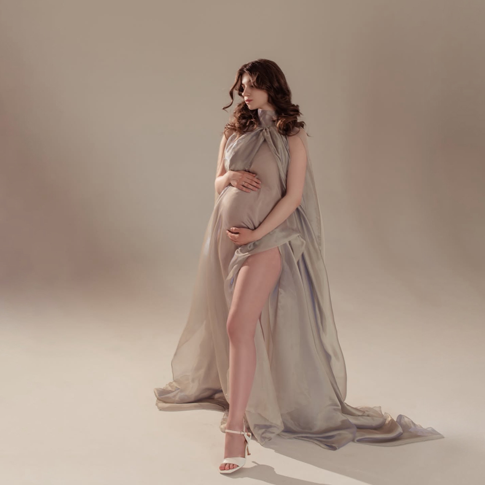 우아한 하이넥 임산부 사진 촬영 소품 시스루 오간자 임 - Photography Club 리뷰 및 가격