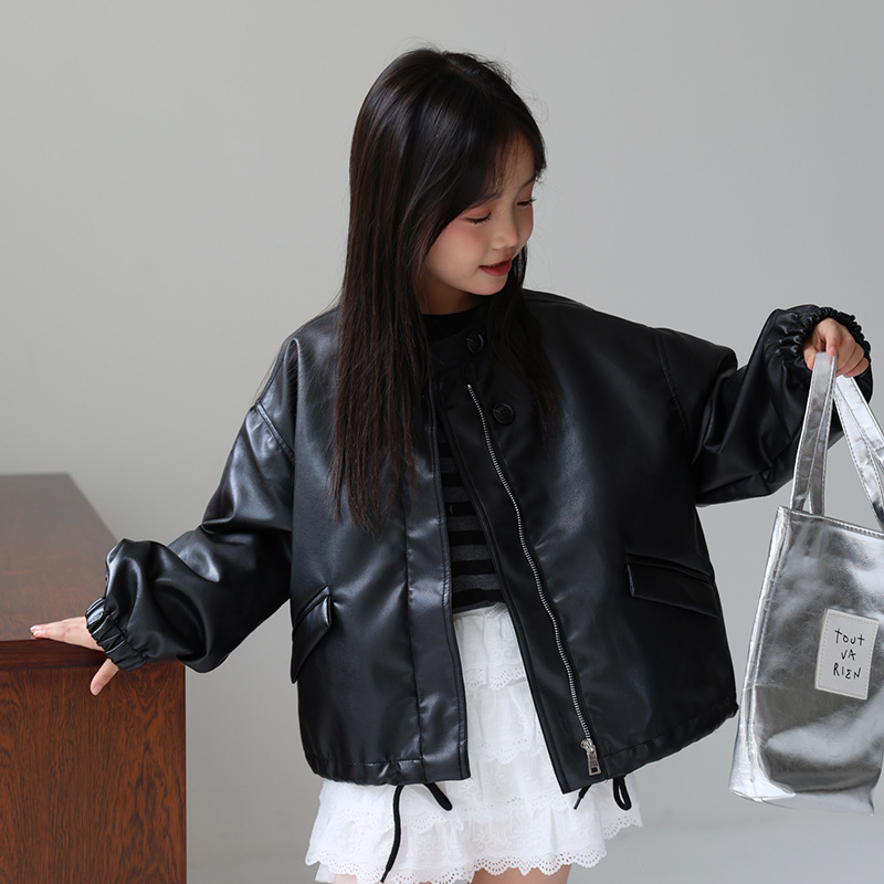 2-12세 여아용 스윗 블랙 핑크 락 모터사이클 PU  - Photography Design 리뷰 및 가격
